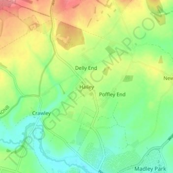Mappa topografica Hailey, altitudine, rilievo