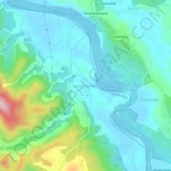 Mappa topografica Savoi-Verem, altitudine, rilievo