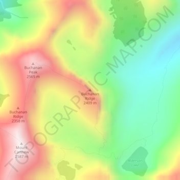 Mappa topografica Buchanan Ridge, altitudine, rilievo