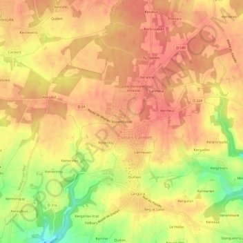 Mappa topografica Rozembellec, altitudine, rilievo