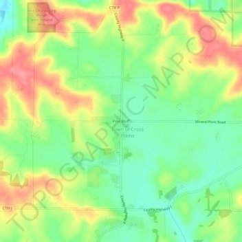 Mappa topografica Pine Bluff, altitudine, rilievo