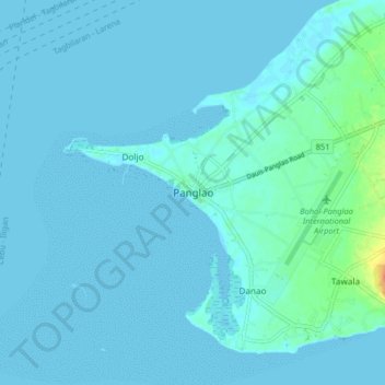 Mappa topografica Panglao, altitudine, rilievo
