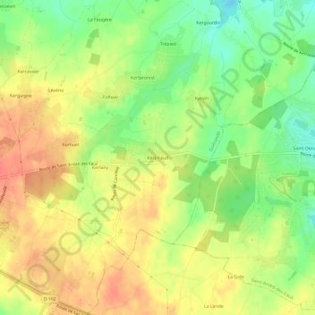 Mappa topografica Kerpiraud, altitudine, rilievo