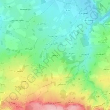 Mappa topografica La Jarge, altitudine, rilievo
