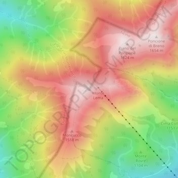Mappa topografica Monte Lema, altitudine, rilievo
