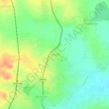 Mappa topografica Atevelle, altitudine, rilievo