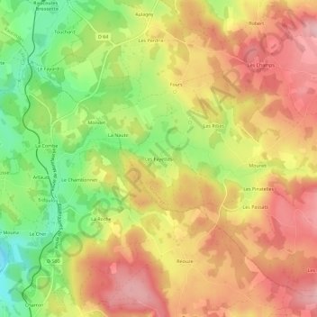 Mappa topografica Les Fayettes, altitudine, rilievo
