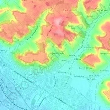 Mappa topografica Gamet, altitudine, rilievo