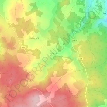 Mappa topografica Bellelande, altitudine, rilievo