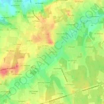 Mappa topografica Les Preux, altitudine, rilievo
