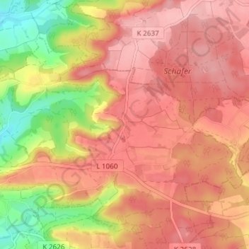 Mappa topografica Hettensberg, altitudine, rilievo