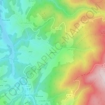 Mappa topografica Golliard, altitudine, rilievo