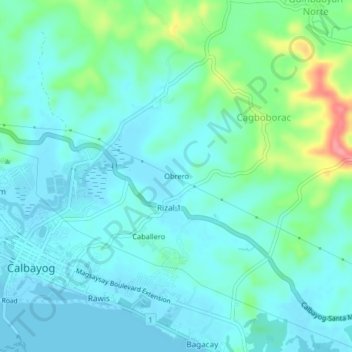 Mappa topografica Obrero, altitudine, rilievo