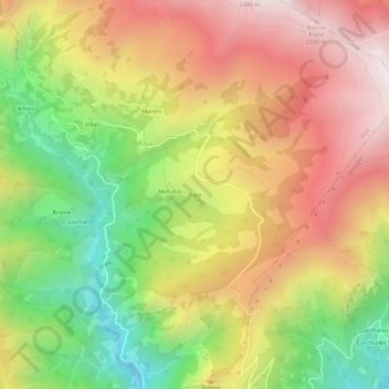 Mappa topografica Isaia, altitudine, rilievo
