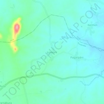 Mappa topografica Junwani, altitudine, rilievo