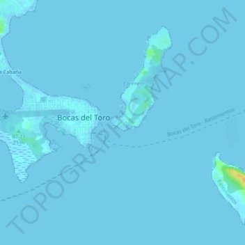 Mappa topografica Isla Carenero, altitudine, rilievo