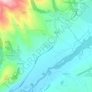 Mappa topografica All, altitudine, rilievo