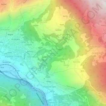 Mappa topografica Charbonniere, altitudine, rilievo