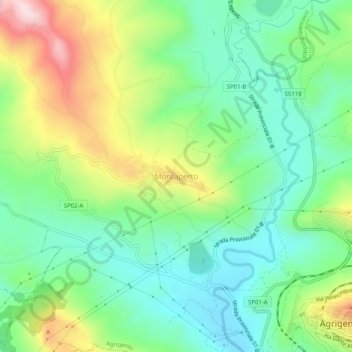 Mappa topografica Montaperto, altitudine, rilievo