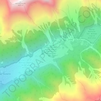 Mappa topografica Turismuszone Antholz Obertal, altitudine, rilievo