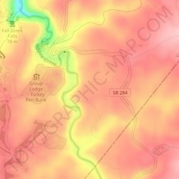 Mappa topografica Fall Creek Falls State Park, altitudine, rilievo
