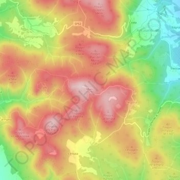 Mappa topografica Molli, altitudine, rilievo
