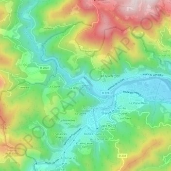 Mappa topografica Vialon, altitudine, rilievo