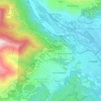 Mappa topografica Giaudrone, altitudine, rilievo