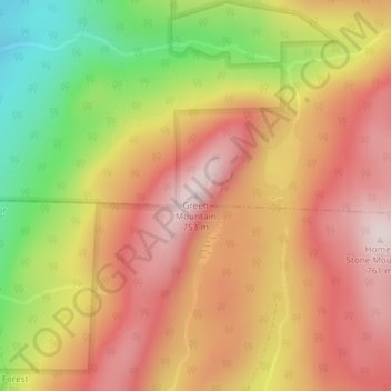 Mappa topografica Green Mountain, altitudine, rilievo