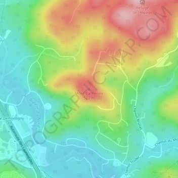 Mappa topografica Mont Catherine, altitudine, rilievo