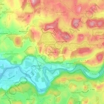 Mappa topografica Wittenberg, altitudine, rilievo
