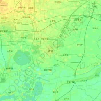 Mappa topografica 雄县, altitudine, rilievo