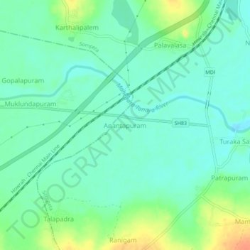Mappa topografica Anantapuram, altitudine, rilievo