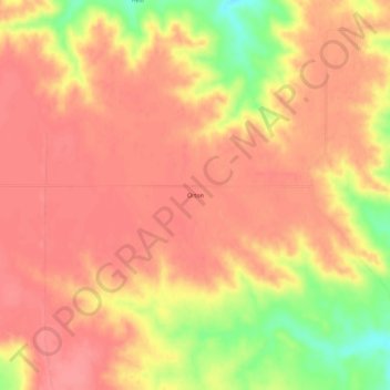 Mappa topografica Orton, altitudine, rilievo