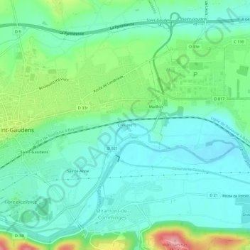Mappa topografica Crouzet, altitudine, rilievo