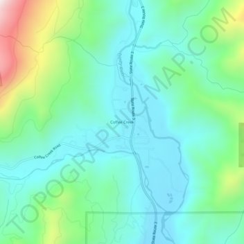 Mappa topografica Coffee Creek, altitudine, rilievo