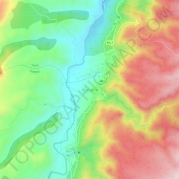 Mappa topografica Vizcable, altitudine, rilievo