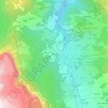 Mappa topografica Runch, altitudine, rilievo