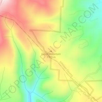 Mappa topografica Cross Mountain, altitudine, rilievo