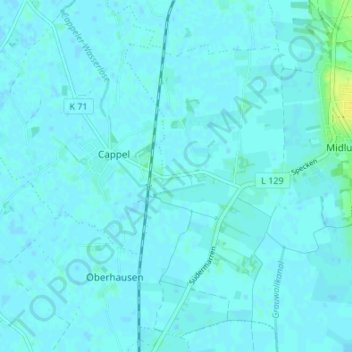 Mappa topografica Midlum-Großenbüttel, altitudine, rilievo