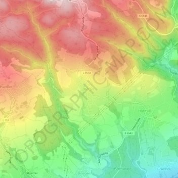 Mappa topografica Rotzel, altitudine, rilievo