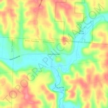 Mappa topografica New Plymouth, altitudine, rilievo