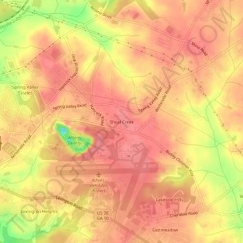 Mappa topografica Shoal Creek, altitudine, rilievo