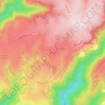Mappa topografica Les Horts, altitudine, rilievo