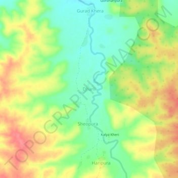 Mappa topografica Dharli, altitudine, rilievo