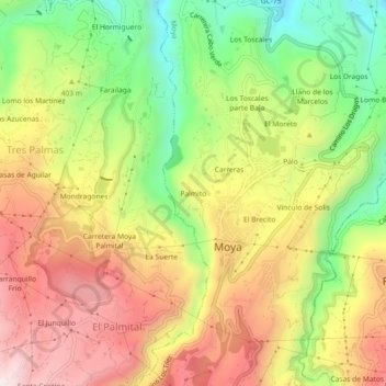 Mappa topografica Palmito, altitudine, rilievo