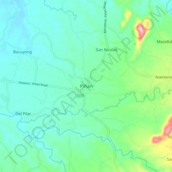 Mappa topografica Piñan, altitudine, rilievo