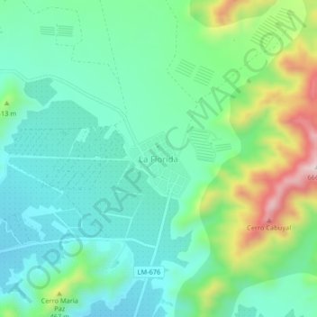 Mappa topografica La Florida, altitudine, rilievo