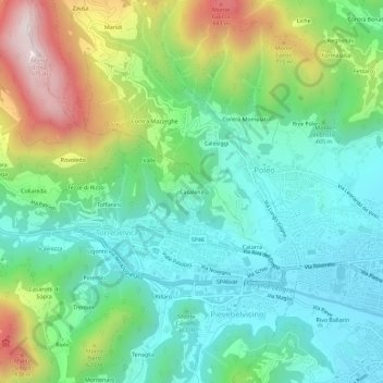 Mappa topografica Casalena, altitudine, rilievo