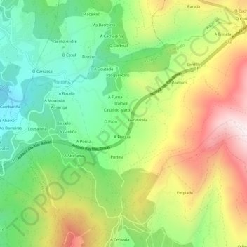 Mappa topografica Guille, altitudine, rilievo